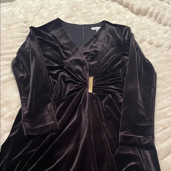 Calvin Klein | Dresses | Calvin Klein Black Velvet Long Sleeve Dress |  Poshmark